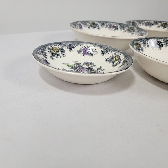Lot of 6 Egersund Norway Black Pheasant Transferware Norsk Flint Bowl Soup Berry - Picture 3 of 11